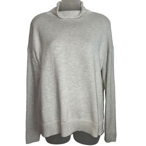 Tahari heather white mock neck pullover sweater